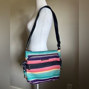 Lily Bloom Purse Women’s Crossbody Multicolor Striped Travel Pockets Organizer